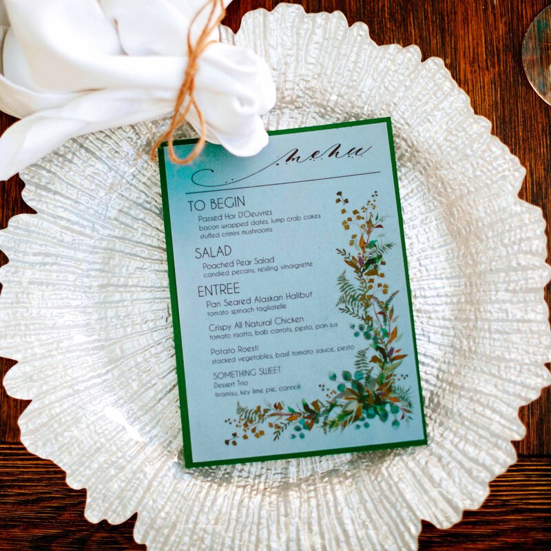 denver custom stationery, menu printing denver, custom menus wedding